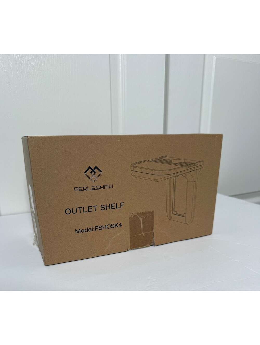 PERLESMITH Wall Outlet Shelf Holder 4-Pack White PSHO4 New In Box